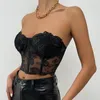 Regata feminina Yimunancy Top cropped sem alças feminino floral sem costas 2022 feminino preto sexy streetwear