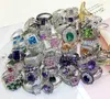 Geplaatste kleuren Big Gem Lady Fashion Band ringen overdreven Rhinestone Ring Mix verschillende stijl en maat #16- #20