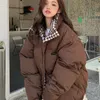 Women's Down Parkas Winter Cotton Jacket Women Dragkedja Löst vadderad kappa Kvinnlig solid förtjockande varma pufferjackor Black White 220919