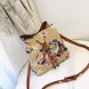 Borsa a secchiello Borsa da donna Borse a tracolla Moda vera pelle Lettere classiche Stampa floreale Rifiniture in metallo Tether Tracolla chiusa rimovibile Cerniera interna