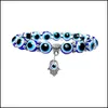 Link Cadeia moda Malta Blue olho acr￭lico Bracelete de cadeia para mulheres Hamsa turca Hand Fatima Bracelets vintage je vipjewel dhgx3