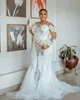 Arabischer Stil 2022 Plus Größe Meerjungfrau Brautkleider mit Applikationen Sweep -Zug Langarm Perlen -Brautpartykleider Vestido de Novia GB0920