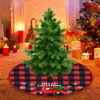 Christmas Decorations Reusable Tree Skirt Bright Color Flannel Lattices Pattern Xmas Clothes For Home