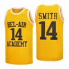SL Will Smith #14 Bel Air Academy Film Basketbol Forması Taze Prensi Siyah Sarı Kırmızı Beden S-XXL