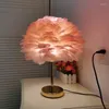 Table Lamps Modern Feather Lamp Bedroom Bedside Lving Room Coffee Decorative Lights Christmas Decoration Romantic Ligsting