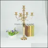 Party Decoration Tall Gold 5 Arm Shiny Metal Candelabra Chandelier Votive Candle Holder Wedding Centerpiece Drop Delivery 2021 Home G Dhjue