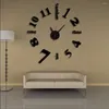 Wanduhren 3D-Uhr-Spiegelaufkleber Abnehmbar Kreativit￤t Stille, T-Ticking DIY Art Decal Home Decor Wohnzimmer