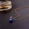 Collar de ojales Evil Cadena de acero inoxidable con collares de ojo de vidrio azul para mujeres joyas de moda