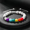 8mm piedra natural colorida hecha a mano cuerda trenzada encanto pulseras brazalete ajustable para Mujeres Hombres amante joyería con cuentas