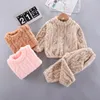 Kl￤derupps￤ttningar Plush Baby Boys Girls Autumn and Winter Warm Fashion Coat Pants Little Princess Pass Kids kl￤der 1-4 ￥r