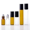 3ml 5ml 10ml Cam Rulo Şişe Üzerinde Amber Temiz Silindir Şişeler Esansiyel Yağlar İçin Parfüm Aromaterapi
