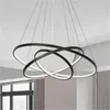 Lampes suspendues lumières modernes pour salon salle à manger 80 cm cercle anneaux acrylique corps en aluminium 110 V/220 V luminaires à LED