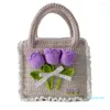 Evening Bags Bohemian Crochet Women Shoulder Flower Plaid Lady Handbags Handmade Woven Knitted Bag Small Tote Purses