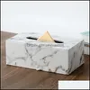 Tissue Boxes Napkins Rectangar Marble Pu Leather Facial Box Er Napkin Holder Paper Towel Dispenser Container For Home Office Car Dro Dhftu