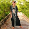 Women's Swimwear Women's 2022 Elegant Embroidered Half Sleeve Long Kimono Dress Plus Size Women Clothing Retro Summer Beach Wear Swim