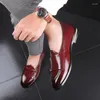 Klädskor Herrens dubbla munkband Mannledare på Red Brown Wedding Homecoming Prom Loafers Oxford Sapatos Tenis Masculino