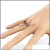 Band Rings Huitan Witch Ring Unique Black Stone Prong Seting Twist Band Design Rose Gold Color Women Engagement Finger Rings Whose DHQ7T