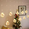 Stile di decorazione per feste Bella palla di Natale Lampada a LED Stringa Regolamenti statunitensi Tenda Babbo Natale Pupazzo di neve che desidera le vacanze nella finestra