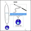 H￤nge halsband Evil Blue Eye Pendant Necklace For Women Black Wax Cord Chain Halsband M￤n Choker smycken Lucky Amet Female Party Dha8s