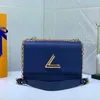 Wysokiej jakości skręt dżinsowy designerka epi designerka dla kobiet worki na ramię v łańcuch klapy zamka Hans skręca kobieta crossbody torda lady pochette torby średniej wielkości czarny