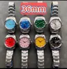 Ladies Mechanical Watch 36mm Silver Case Japanese Original 2813 Movement Automatic Winding Sapphire Glass Face Multicolor Perpetual Watch