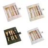 Wooden Dinnerware Set Bamboo Teaspoon Fork Soup Knife Catering Cutlery Sets with Cloth Bag Kitchen Cooking Tools Utensil FY3896 920