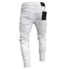 Mens Jeans 3 Styles Men Stretchy Ripped Skinny Biker Brodery Print förstört hål Tejp Slim Fit Denim Scratched High Quality Jean 220919