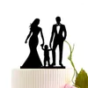 Party Supplies Bride And Groom With Little Boy -Happy Family Cake Topper Anniversary Day Holding Baby Silhouette