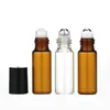 3ml 5ml 10ml Cam Rulo Şişe Üzerinde Amber Temiz Silindir Şişeler Esansiyel Yağlar İçin Parfüm Aromaterapi