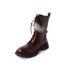 Laarzen Luji Sweet Cool Hot Girl Rhinestone Martin Dames Nieuwe dik opgeloste middenvat Leer Net Red Short Boots in de herfst van 2022 220920