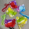 Fidget Toy Rainbow Unicorn Butterfly Flower Shape Push Bubble Finger Toys Sensory Simple Gimple Keyring Keychain Squeeze Bubbles Spinner ZM920