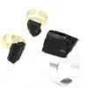 Cluster Rings Natural Black Tourmaline Stone Finger Men Plating Irregular Resizable Unique Ring For Women Party Jewelry Gift