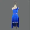 Сцена Wear Blue Latin Dance Dress Women Performance Clothing Женщина-профессиональная сексуальная сексуальная высококачественная костюм юбки соревнование