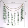 Decorative Flowers Bohemia Handmade Artificial Eucalyptus Leaves Tassel Garland With Wooden Beads Wall Hanging Boho Home Decor