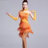 Bühnenkleidung Latin Dance Kleid Frauen Fransen Tango Salsa Rumba Moderne Kostüme Wettbewerb Kleider Dancewear DQS1984