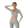 Gymkl￤der 2st Seamless Women Yoga Set Workout Sportswear Fitness Zipper L￥ng￤rmad sk￶rd med h￶g midja