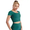 Fashion Yoga Fitness Crop Tops футболка для женского спортзала Quick Dry Running Sport Sport с коротким рукавом встроенный грудь футболки 20W159