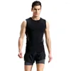 Running Sets Summer Sports Suit Men's Stretch Moisture-wicking Tight-fitting Quick-drying Vest Double-layer Shorts Active Wear Men