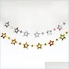 Decoração de festa Gold Gold Sier Hollow Star Banners Wedding Hanging Paper Garland Bunting Decorações de feliz aniversário Crianças Drop Baby Drop Dhtbo