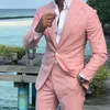 Pink Bräutigam Smoking Männer Hochzeitskleid Notch Revers Männer Blazer Prom Dinner/Darty Anzug