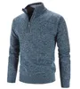 Męskie swetry na wpół zamek błyskawiczny szyja na dzianina pullover stały kolor stojak na kołnierz swobodny kaszmir 220920