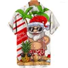 Koszulki męskie 2022 Męskie harajuku Tops Krótki świąteczny graficzny graficzny grafika TEE Summer Lapel Fashion Hawaiian Holiday Ubrania