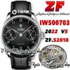 ZF V5 ZF500703 A52010 Automatisk herrar Titta på Black Power Reserve Silver Number Markers Rostfritt fodral Black Leather Strap 2022 Super Edition Eternity Watches