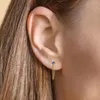 Boucles d'oreilles 925 argent sterling gold plaqu￩ simple color￩ CZ avec cha￮ne glas multi-piercing girl femme oreille d'oreille