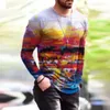 T-shirts voor heren XS-6XL Plus Size Men's Clothing Fashion T-shirts herfst lange mouw tie-dye gradient street tee 3D printen oversized mannelijke tops 220926