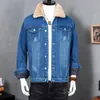 Men's Jackets Large Size S-6XL 112kg 2022 Big Faux Fur Collar Jean Winter Men's Warm Denim Coats Male Fleece Thicker