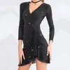 Stage Wear Robe de danse latine paillettes danse adultes pratique ChaCha effectuer Rumba femmes sexy BL2574