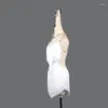 Stage Wear Style Latin Dance Robe Femme Performance Jupe Salsa Femme Femme White High Split Fork Dynamic Tassel