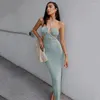 Casual Dresses Zoctuo Lace Up Halter Dress 2022 Sexy Hollow Out Bustier Midi Women Backless Party Club Long Bodycon Outfits