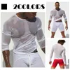 T-shirt da uomo Hirigin Canottiera da uomo Abbigliamento gay Camicia in maglia di nylon T-shirt trasparente a maniche lunghe T-shirt sexy trasparente Intimo 220920